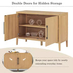 Bahut Rétro en Bois avec 2 Poignées Métalliques, Armoire de Rangement à 2 Portes