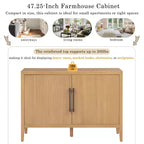 Bahut Rétro en Bois avec 2 Poignées Métalliques, Armoire de Rangement à 2 Portes