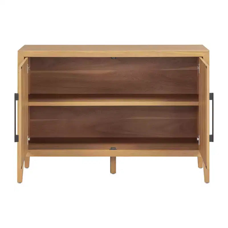 Bahut Rétro en Bois avec 2 Poignées Métalliques, Armoire de Rangement à 2 Portes