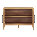 Bahut Rétro en Bois avec 2 Poignées Métalliques, Armoire de Rangement à 2 Portes