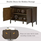 Bahut Rétro en Bois avec 2 Poignées Métalliques, Armoire de Rangement à 2 Portes