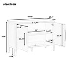 Bahut Rétro en Bois avec 2 Poignées Métalliques, Armoire de Rangement à 2 Portes
