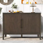47.2 Retro Wooden Sideboard with 2 Metal Handles Storage Cabinet with 2 Doors - ModernLuxe