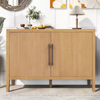 Bahut Rétro en Bois avec 2 Poignées Métalliques, Armoire de Rangement à 2 Portes