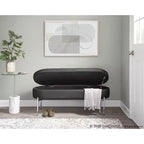 Banc de rangement en similicuir et chrome

