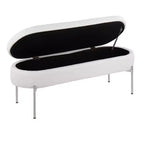 Banc de rangement en similicuir et chrome

