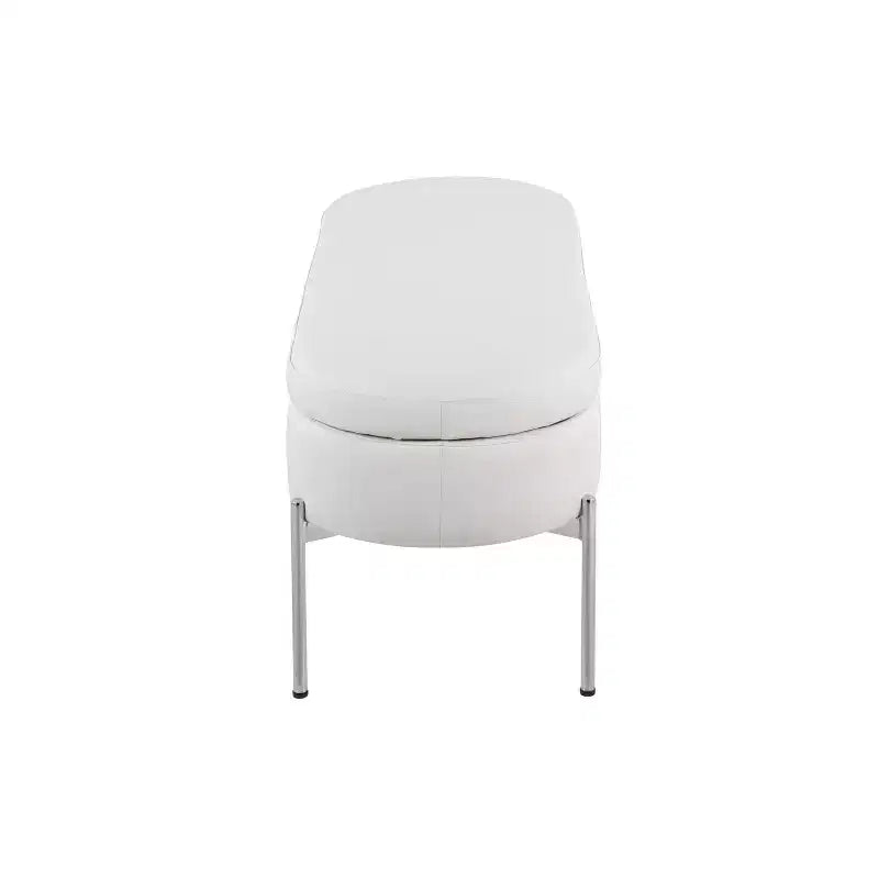 Banc de rangement en similicuir et chrome

