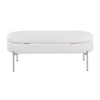 Banc de rangement en similicuir et chrome

