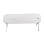 Banc de rangement en similicuir et chrome

