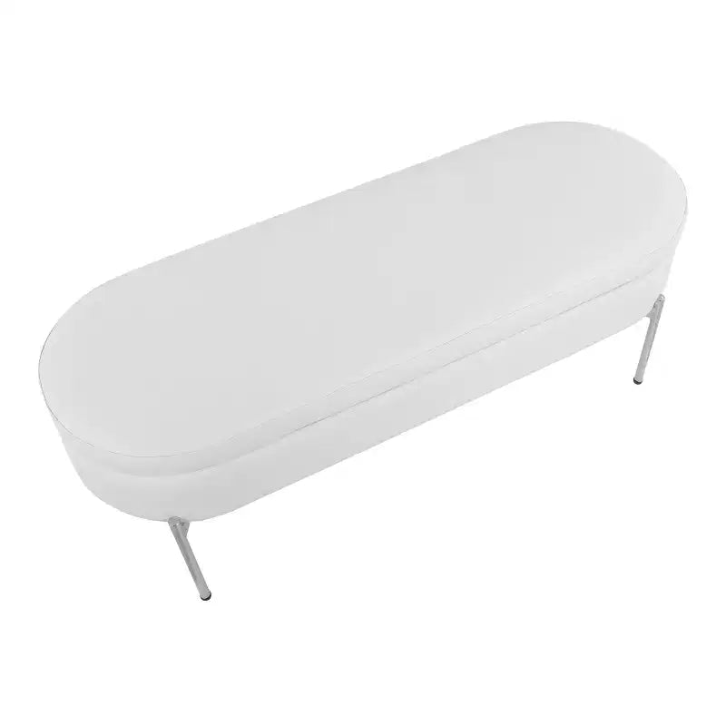 Banc de rangement en similicuir et chrome

