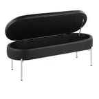 Banc de rangement en similicuir et chrome

