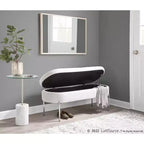 Banc de rangement en similicuir et chrome

