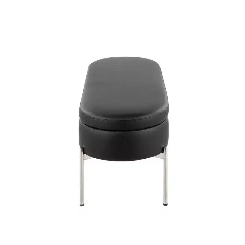 Banc de rangement en similicuir et chrome

