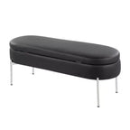 Banc de rangement en similicuir et chrome

