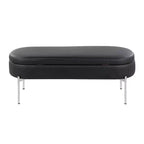 Banc de rangement en similicuir et chrome

