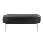 Banc de rangement en similicuir et chrome

