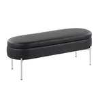Banc de rangement en similicuir et chrome

