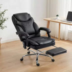 Fauteuil de bureau de massage vibrant avec chauffage, hauteur réglable, dossier haut, repose-pieds en cuir PU