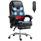 Fauteuil de bureau de massage vibrant avec chauffage, hauteur réglable, dossier haut, repose-pieds en cuir PU
