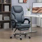 Fauteuil de bureau de massage vibrant avec chauffage, hauteur réglable, dossier haut, repose-pieds en cuir PU