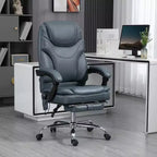Fauteuil de bureau de massage vibrant avec chauffage, hauteur réglable, dossier haut, repose-pieds en cuir PU