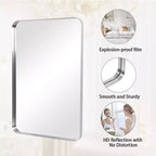 Miroir de salle de bain mural rectangulaire, pour vanité, vertical ou horizontal