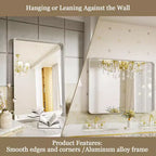 Miroir de salle de bain mural rectangulaire, pour vanité, vertical ou horizontal