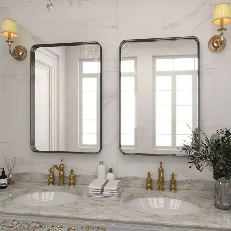Miroir de salle de bain mural rectangulaire, pour vanité, vertical ou horizontal