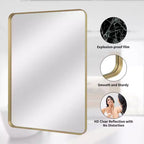 Miroir de salle de bain mural rectangulaire, pour vanité, vertical ou horizontal