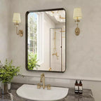 HOMLUX Wall Mount Bathroom Mirror Rectangular Vanity Wall Mirror Vertical Horizontal Black/Gold