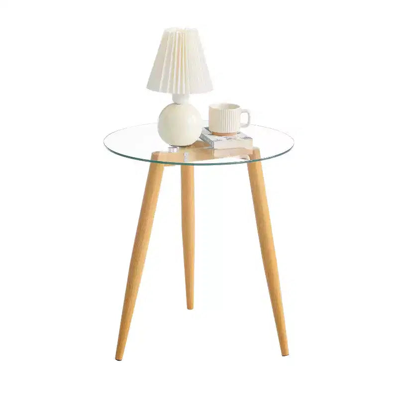 Table basse et table d'appoint rondes en verre, style moderne du milieu du siècle