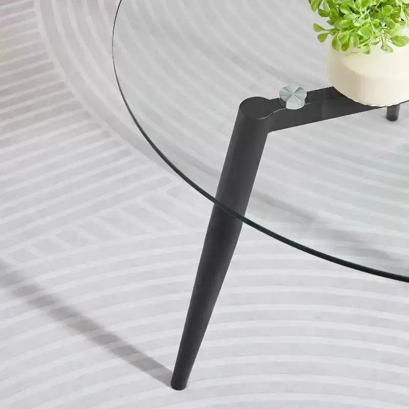 Table basse et table d'appoint rondes en verre, style moderne du milieu du siècle