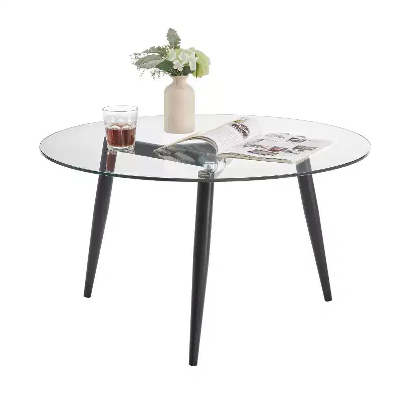 Table basse et table d'appoint rondes en verre, style moderne du milieu du siècle