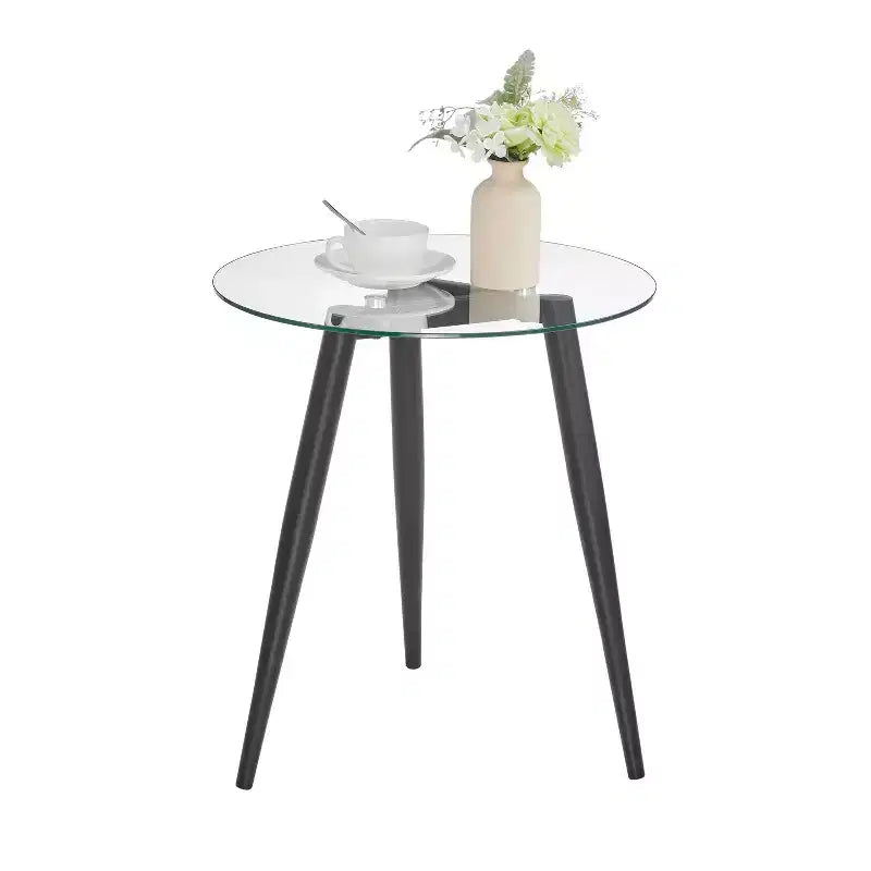 Table basse et table d'appoint rondes en verre, style moderne du milieu du siècle