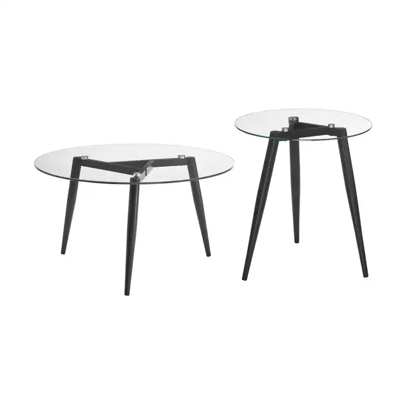 Table basse et table d'appoint rondes en verre, style moderne du milieu du siècle
