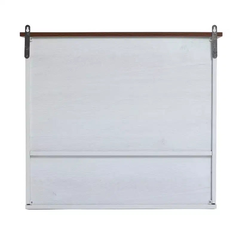 Meuble haut de salle de bain mural à 2 portes en bois manufacturé blanc style ferme