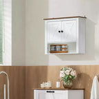 Meuble haut de salle de bain mural à 2 portes en bois manufacturé blanc style ferme