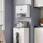 Meuble haut de salle de bain mural à 2 portes en bois manufacturé blanc style ferme