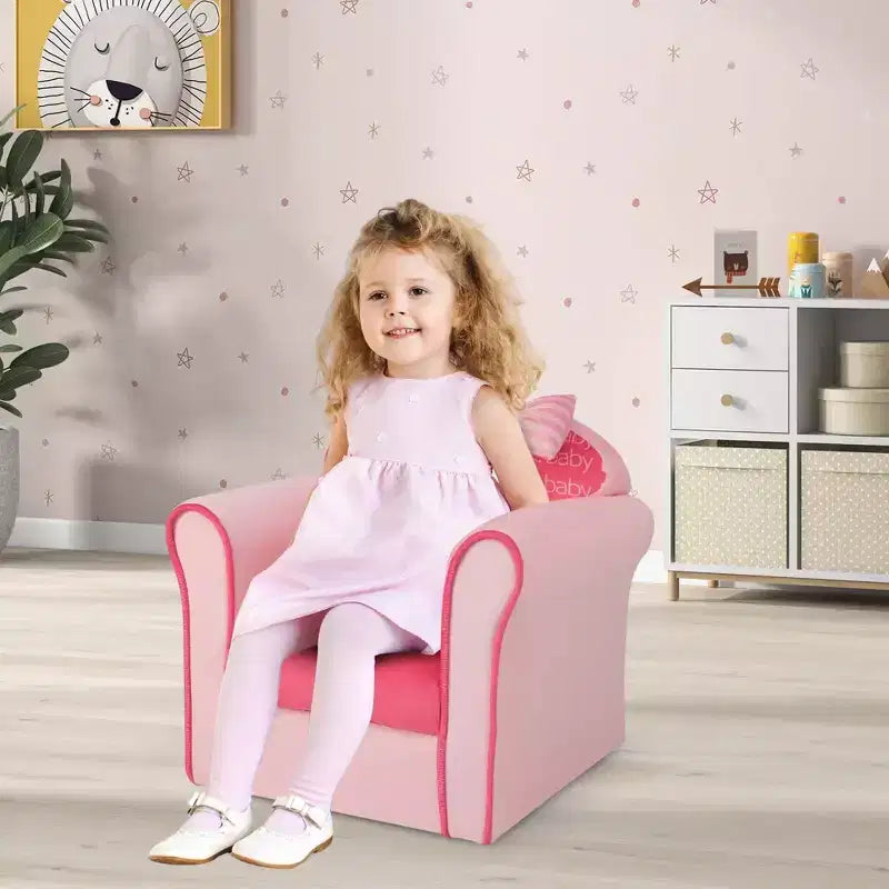 Joli canapé rose avec nœud, pour enfants, fauteuil rembourré pour tout-petits