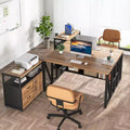 Bureau d'ordinateur en forme de L avec étagères de rangement et classeur mobile