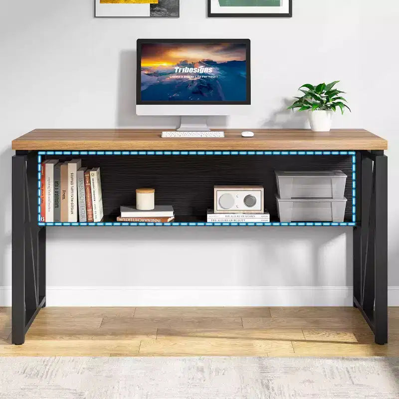 Bureau d'ordinateur en forme de L avec étagères de rangement et classeur mobile