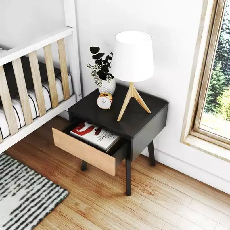 Tables de chevet scandinaves en bois avec tiroir de rangement