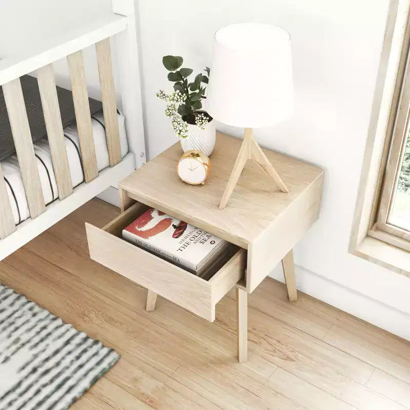 Tables de chevet scandinaves en bois avec tiroir de rangement