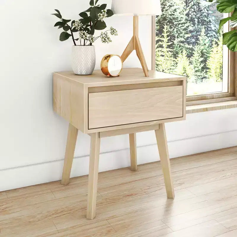 Tables de chevet scandinaves en bois avec tiroir de rangement