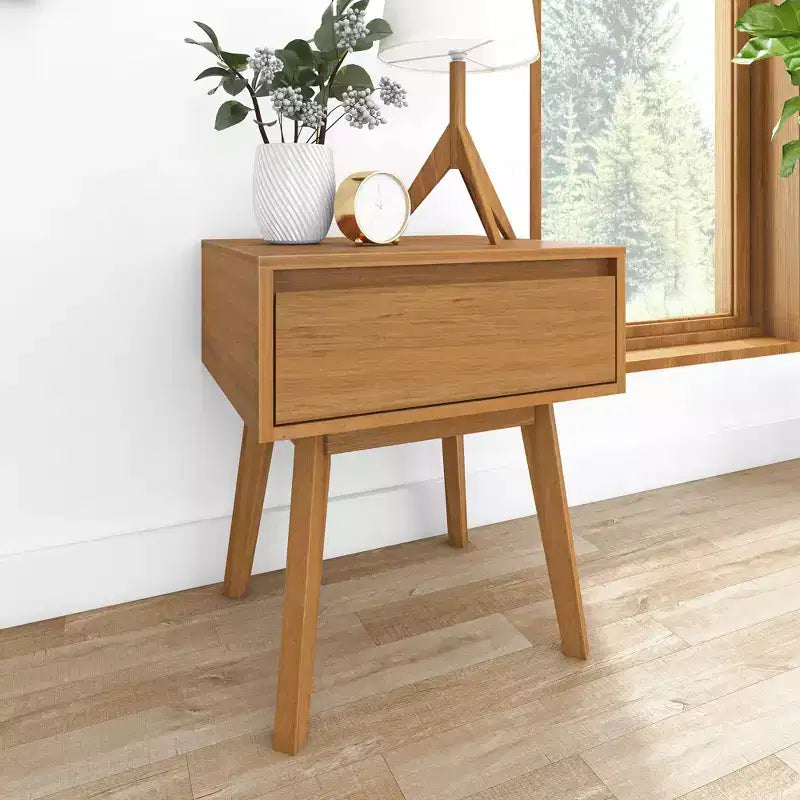 Tables de chevet scandinaves en bois avec tiroir de rangement