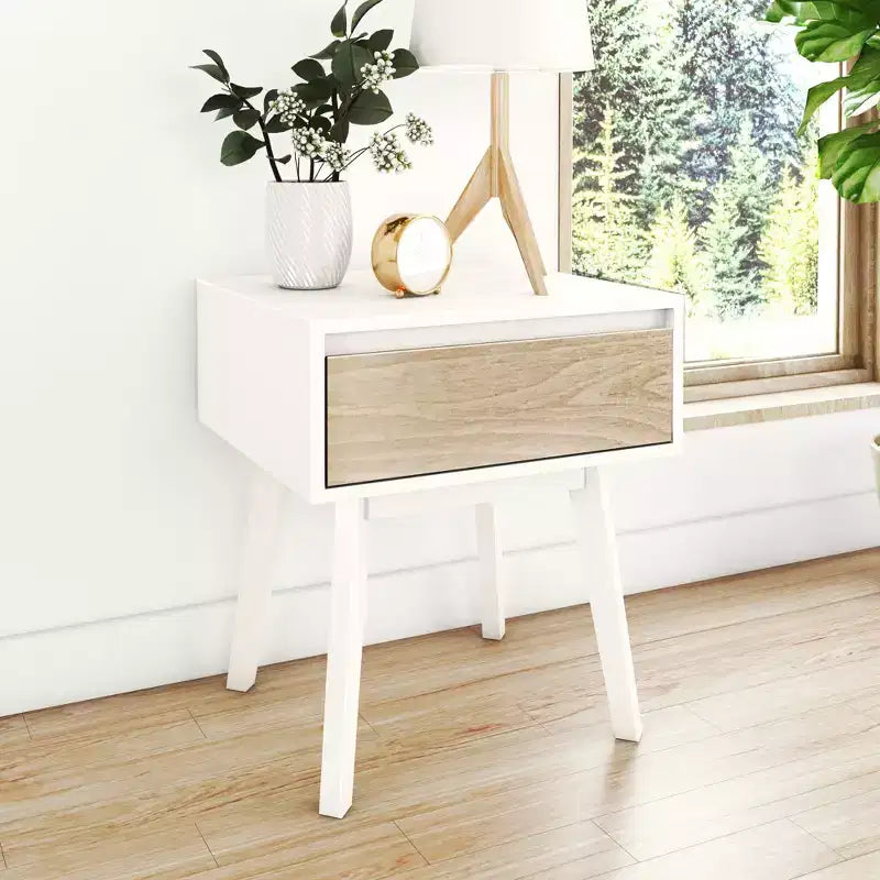 Tables de chevet scandinaves en bois avec tiroir de rangement