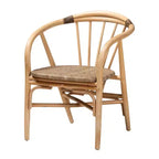 Chaise de salle à manger en rotin brun naturel bohème moderne