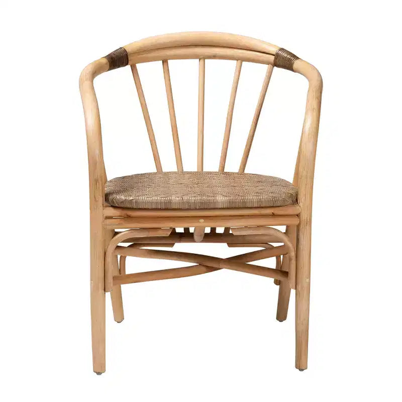 Chaise de salle à manger en rotin brun naturel bohème moderne