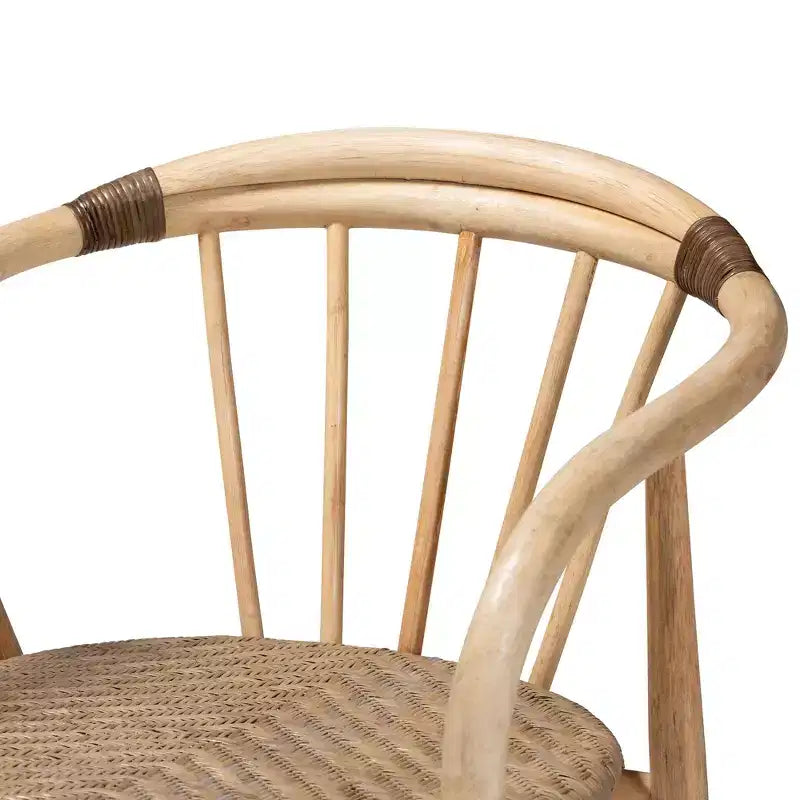 Chaise de salle à manger en rotin brun naturel bohème moderne