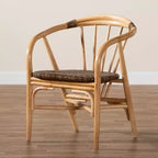Chaise de salle à manger en rotin brun naturel bohème moderne